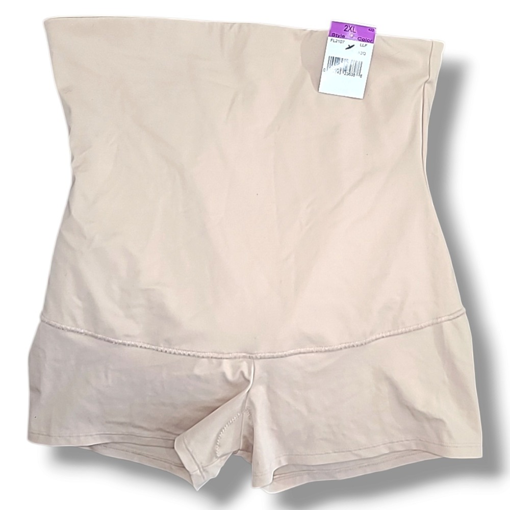 NWT Maidenform FL2107 High Waist Boyshort Shapewear Beige 2XL Firm Control